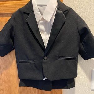 Boys tuxedo suit shorts, jacket, shirt, vest and bow tie